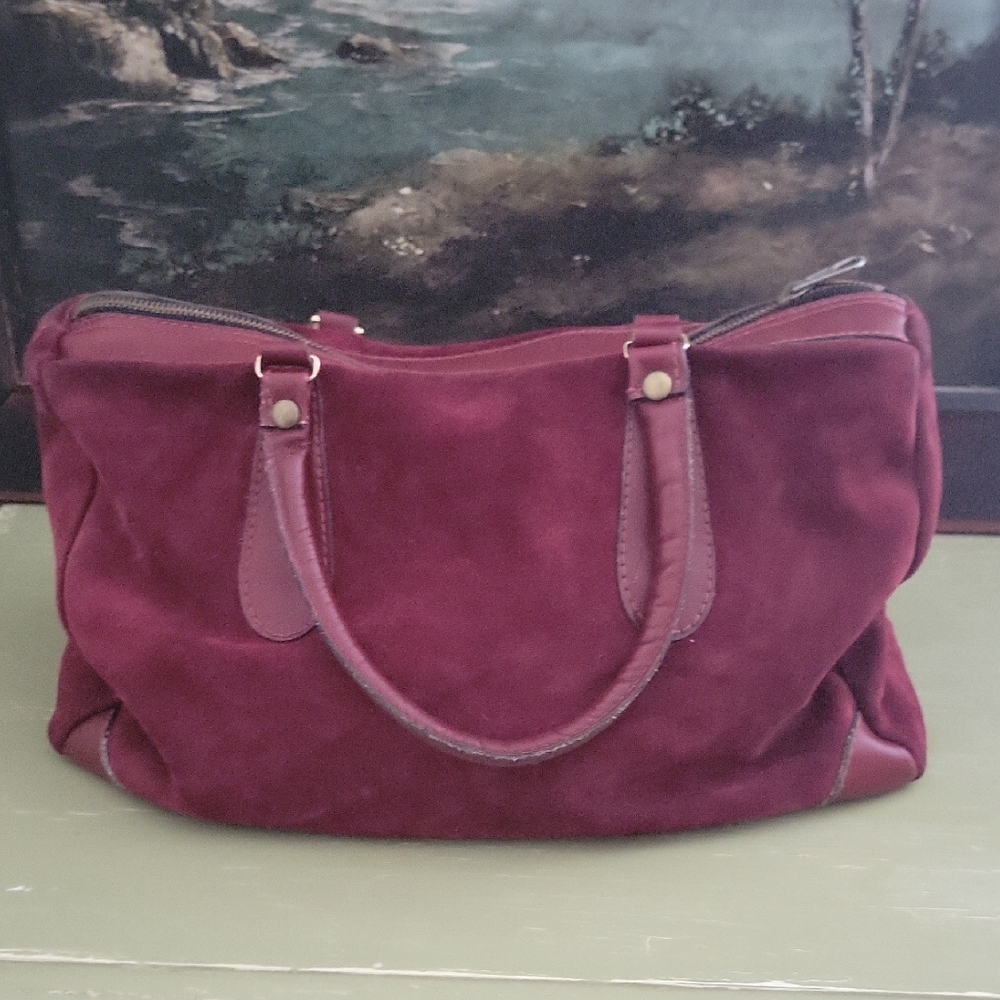 Elegant Burgundy Suede Women's Bag